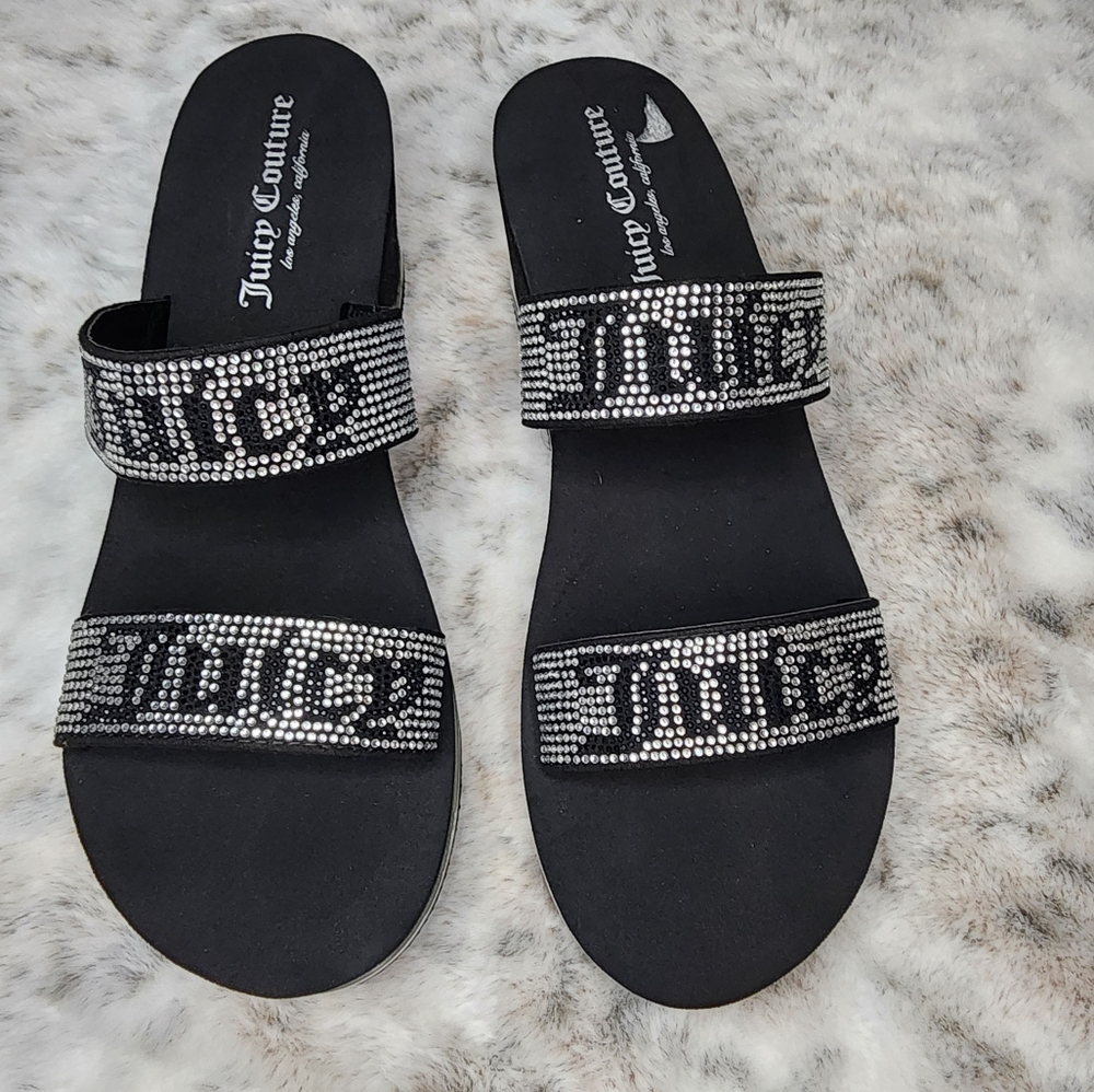 Juicy Couture Black Slide Wedge Sandals